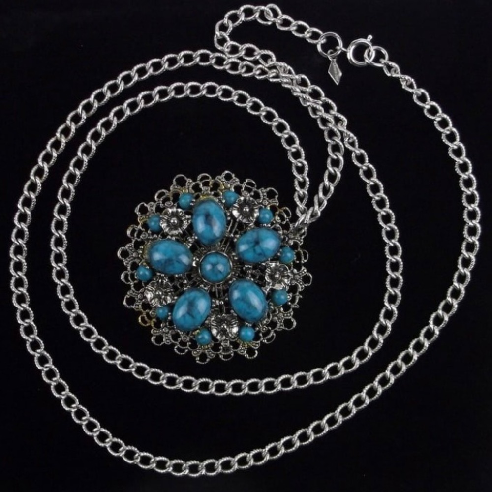 Vintage 1960s Sarah Coventry Southwestern Necklace 34"